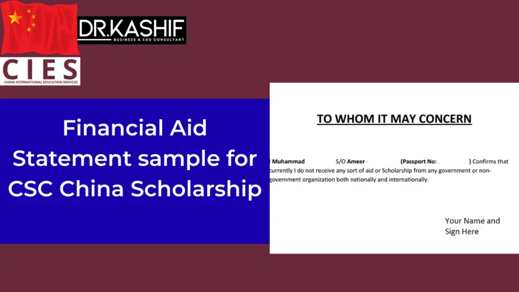 Financial Aid Statement sample for Scholarship | specially for central south university