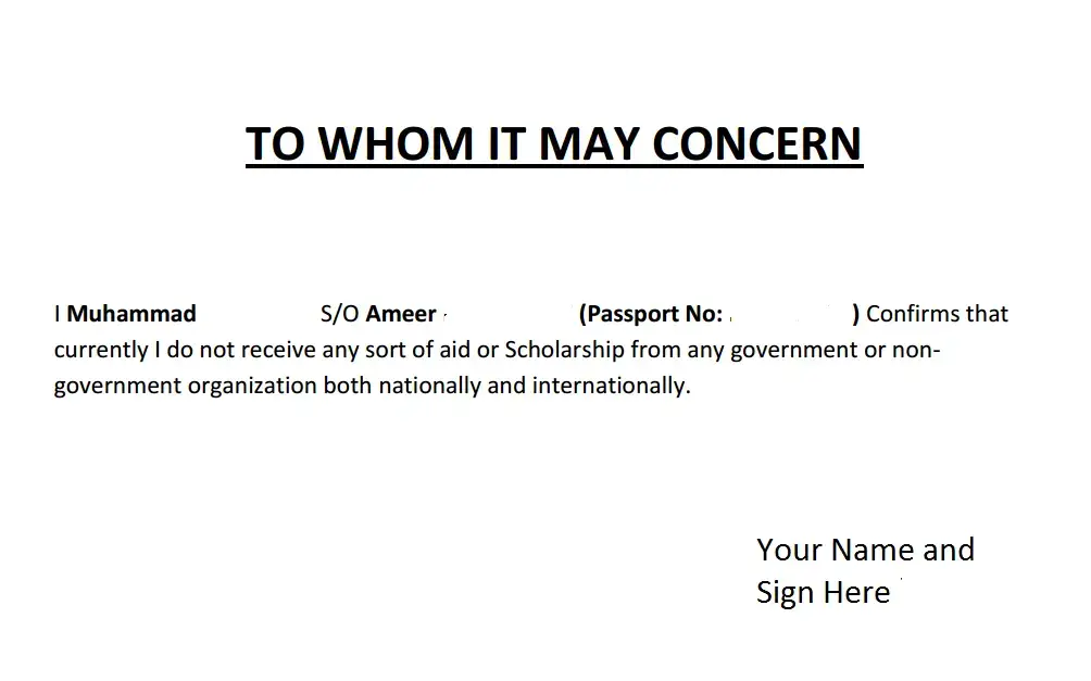 Financial Aid Statement sample for Scholarship | specially for central south university | csc